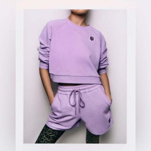 Maje x Varley Lavender Crop Top Crew Neck Pullover Size Small B12 - Picture 1 of 5